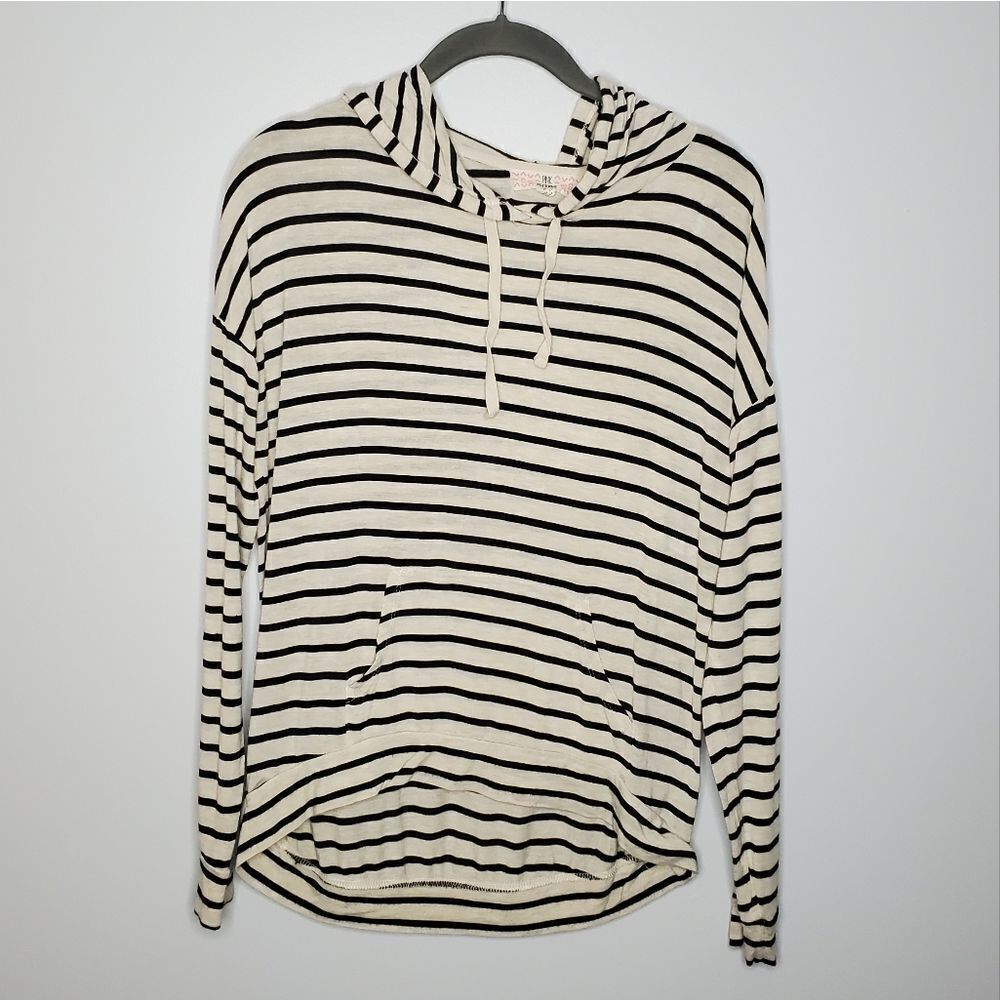 Pink Republic S Off White Navy Striped Hoodie Lightweight Spring Nautical